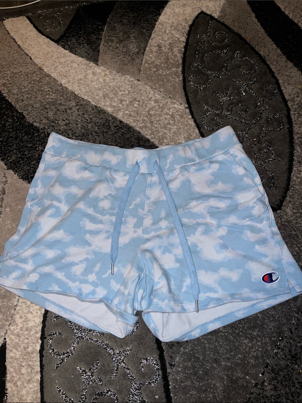 Champion Light Blue and White Tie-Dye Athletic Shorts